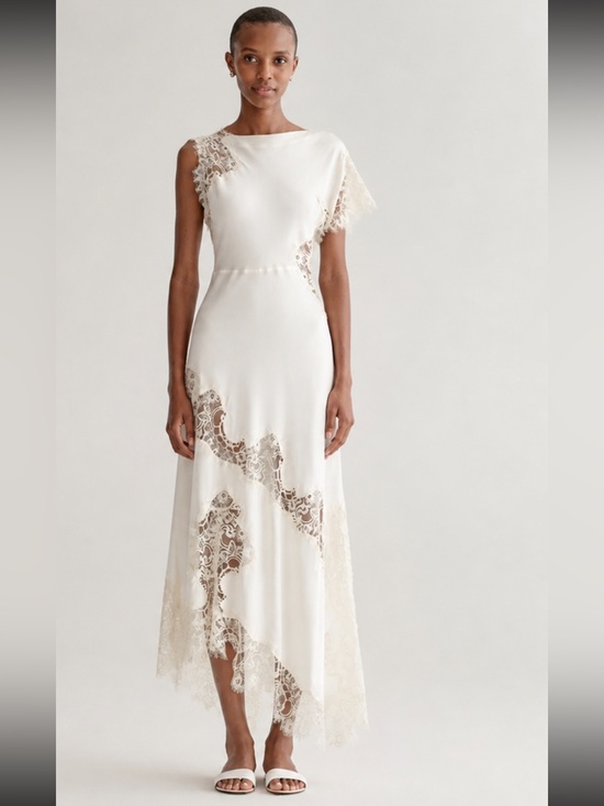 A.L.C. Dresses & Skirts - NWT A.L.C.  the Alessia Lace Satin Midi Dress in white Sz 4